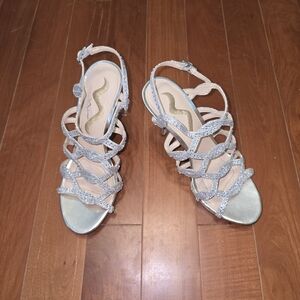 Nina Glittering Silver Caged Heels